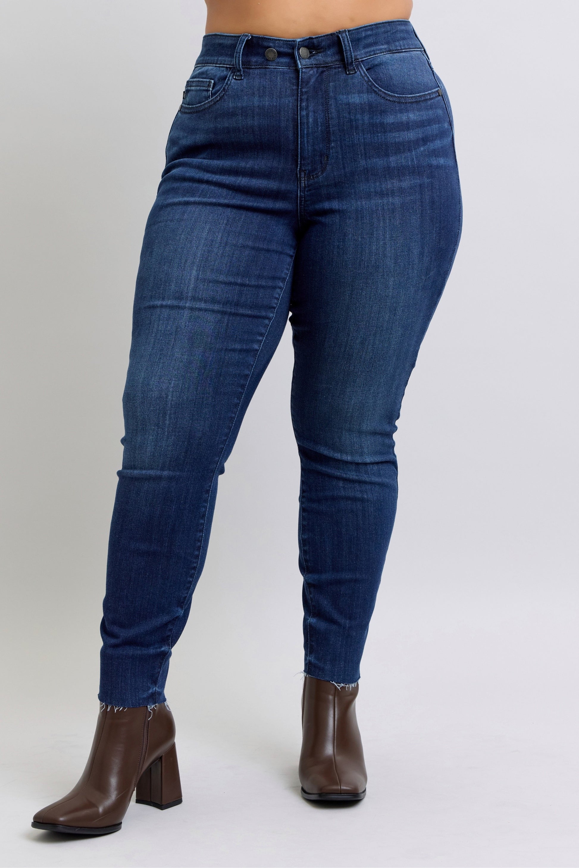 Judy Blue Raw Hem Skinny Jeans, Plus