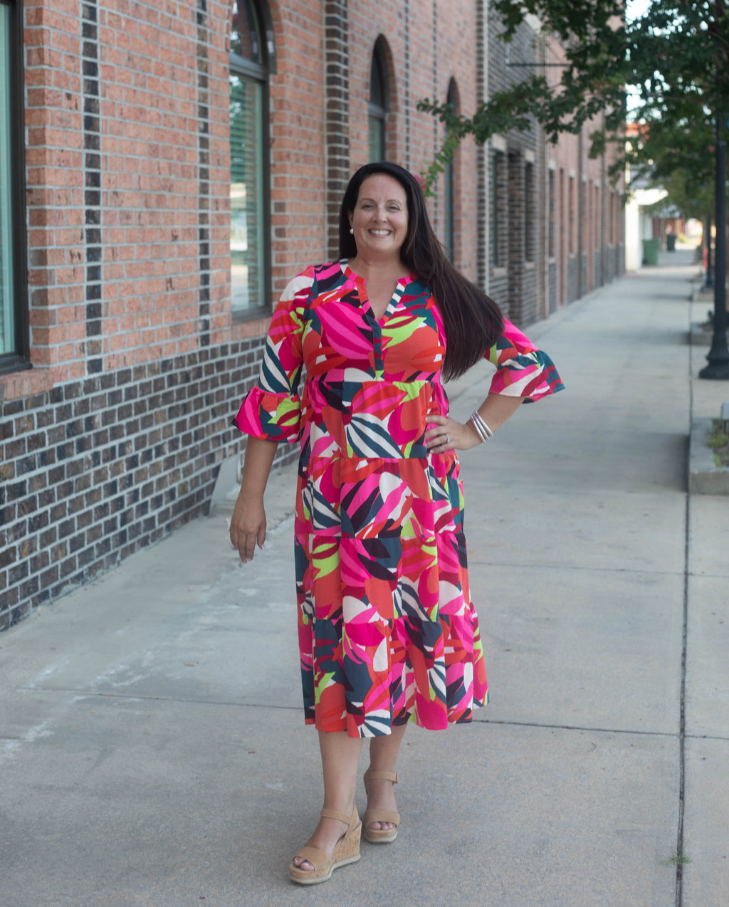 Mary Square Bomb Shell Floor Dress