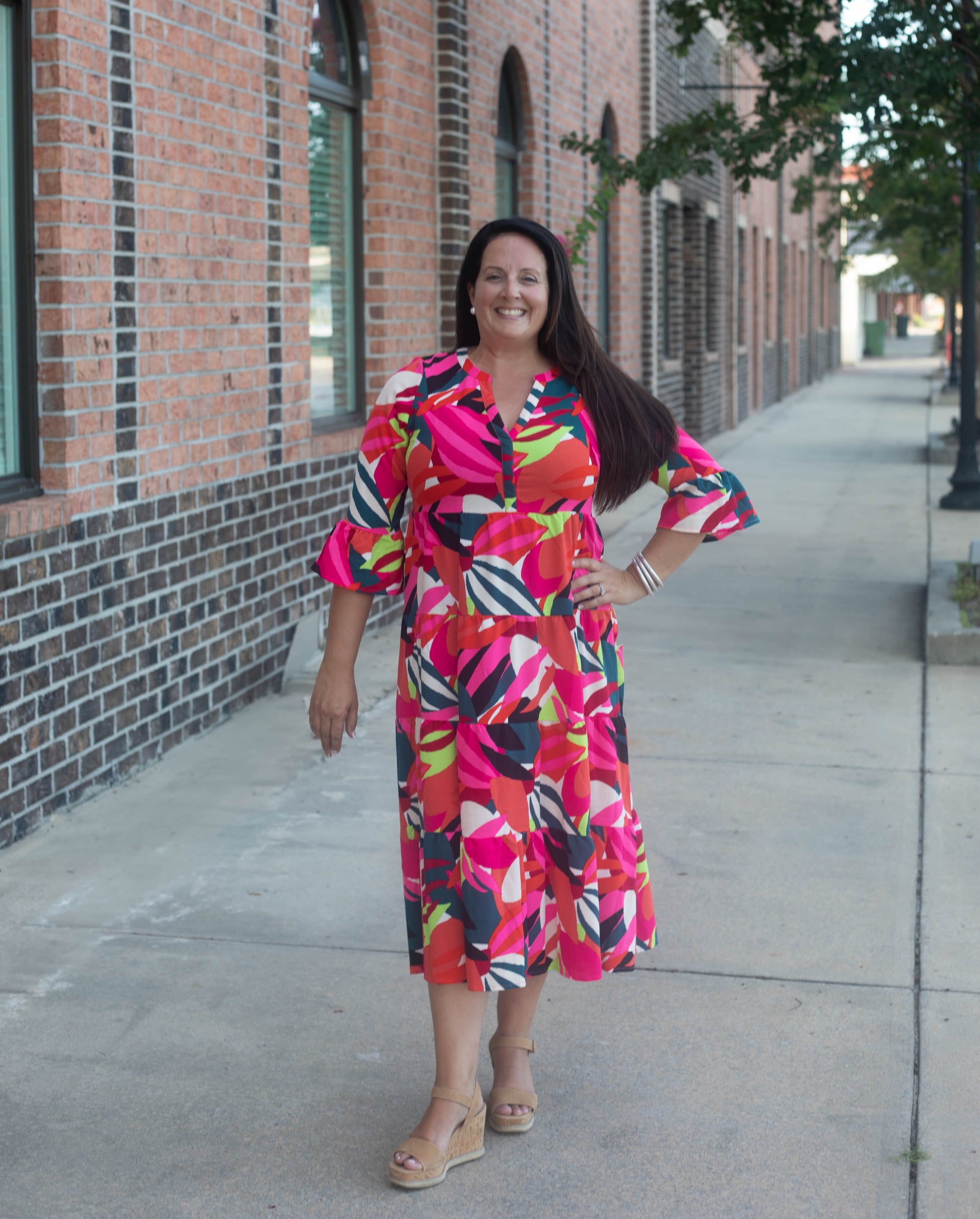 Mary Square Bomb Shell Floor Dress
