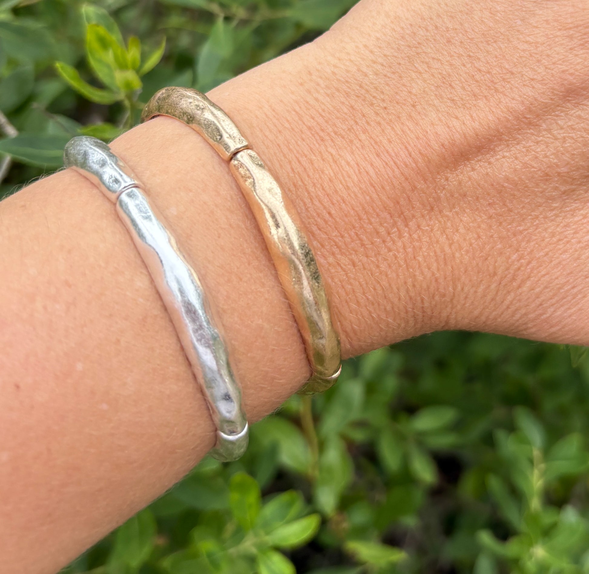 Stretchy Worn Gold Bangle